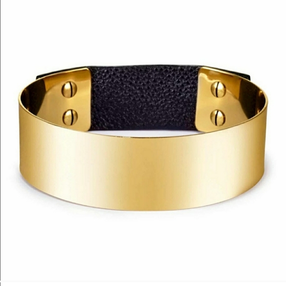 Jenny Bird Womans 14k Gold & Leather Choker NEW!!! - Picture 2 of 7